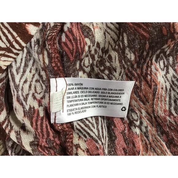 Knox Rose Top Size L Brown Batik Beaded Tassel Boho Hippie Casual Lightweight - Picture 7 of 8